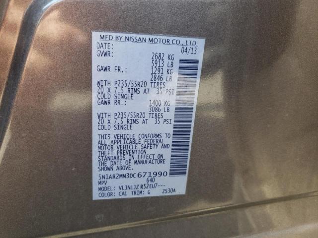 5N1AR2MM3DC671990 - 2013 NISSAN PATHFINDER S GRAY photo 13