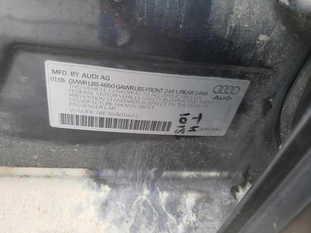 WAUDF78E36A056457 - 2006 AUDI A4 2.0T QUATTRO GRAY photo 12