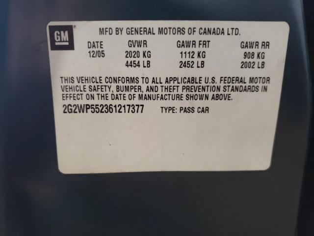 2G2WP552361217377 - 2006 PONTIAC GRAND PRIX 蓝色 照片 12