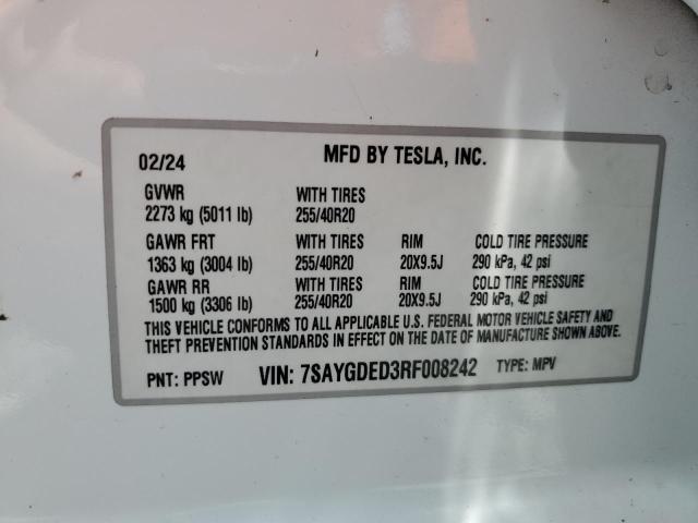 7SAYGDED3RF008242 - 2024 TESLA MODEL Y Ağ foto 12