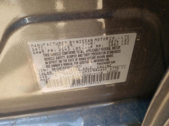 3N1AB7AP6KY385417 - 2019 NISSAN SENTRA S CHARCOAL photo 12