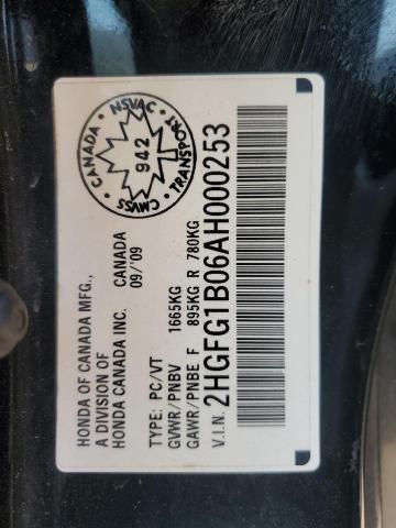 2HGFG1B06AH000253 - 2010 HONDA CIVIC EXL BLACK photo 12