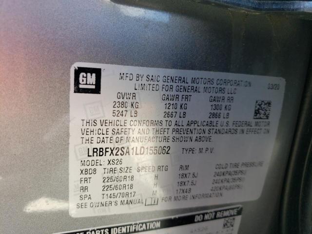LRBFX2SA1LD155062 - 2020 BUICK ENVISION ESSENCE Gri fotoğraf 13