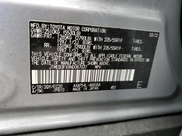 JTMEB3FVXND087037 - 2022 TOYOTA RAV4 PRIME XSE SILVER photo 13