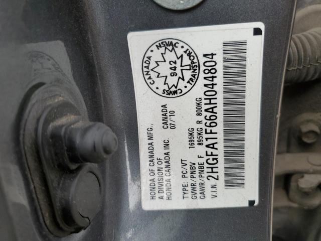 2HGFA1F66AH044804 - 2010 HONDA CIVIC LX-S GRAY photo 12