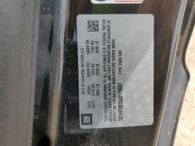 1G1FF3D70J0119937 - 2018 CHEVROLET CAMARO SS BLACK photo 12