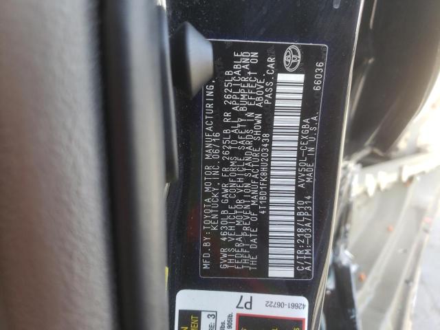 4T1BD1FK8HU203438 - 2017 TOYOTA CAMRY HYBRID BLACK photo 10