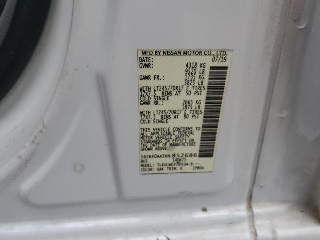 5BZBF0AA5KN852686 - 2019 NISSAN NV 3500 WHITE photo 13