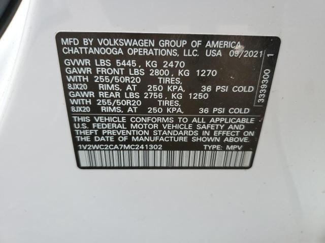 1V2WC2CA7MC241302 - 2021 VOLKSWAGEN ATLAS CROS SE Белый фото 13