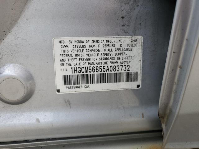 1HGCM56855A083732 - 2005 HONDA ACCORD EX SILVER photo 12