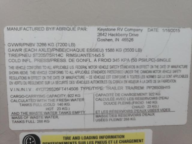 4YDT26526FT414506 - 2015 KEYSTONE PASSPORT BROWN photo 10