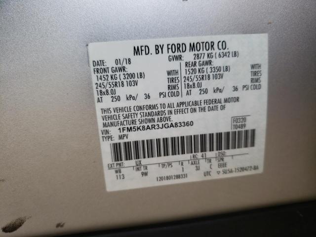 1FM5K8AR3JGA83360 - 2018 FORD EXPLORER POLICE INTERCEPTOR SILVER photo 13