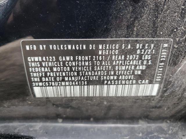 3VWC57BU2MM044136 - 2021 VOLKSWAGEN JETTA S BLACK photo 12
