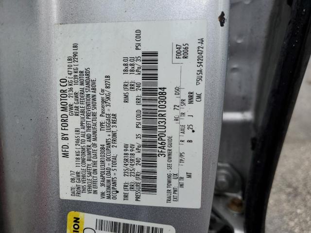 3FA6P0LU3JR103084 - 2018 FORD FUSION SE HYBRID SILVER photo 12