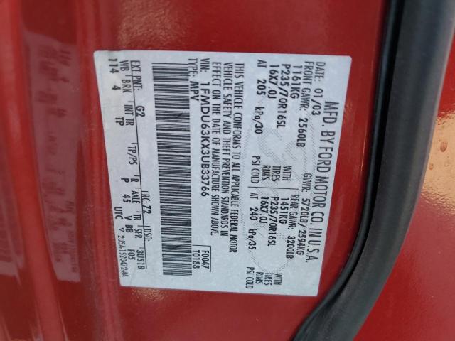 1FMDU63KX3UB33766 - 2003 FORD ESCAPE 4D XLT RED photo 13