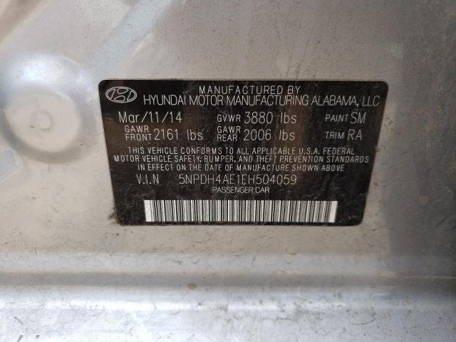 5NPDH4AE1EH504059 - 2014 HYUNDAI ELANTRA SE SILVER photo 13