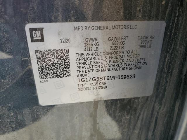 1G1ZG5ST6MF059623 - 2021 CHEVROLET MALIBU RS CHARCOAL photo 12