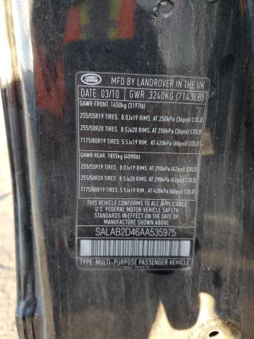 SALAB2D46AA535975 - 2010 LAND ROVER LR4 შავი ფოტო 10