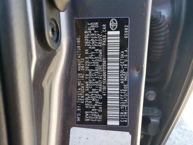 4T1BF1FK4DU723561 - 2013 TOYOTA CAMRY L GRAY photo 12