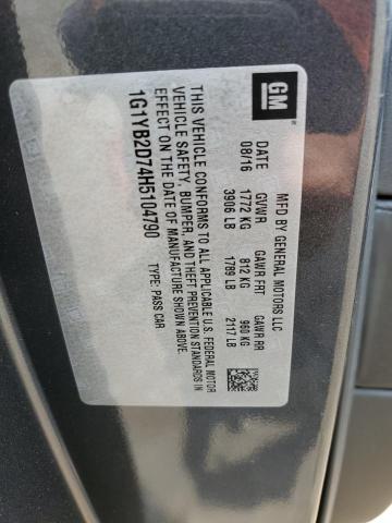 1G1YB2D74H5104790 - 2017 CHEVROLET CORVETTE STINGRAY 1LT CHARCOAL photo 12