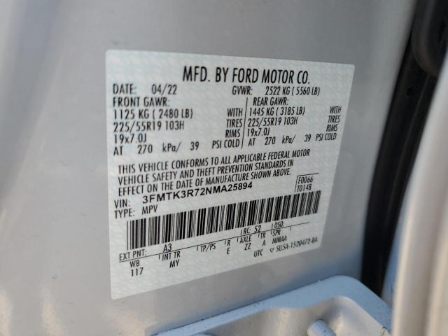 3FMTK3R72NMA25894 - 2022 FORD MUSTANG MA PREMIUM GRAY photo 13