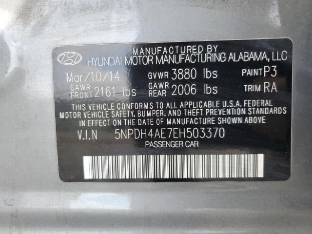 5NPDH4AE7EH503370 - 2014 HYUNDAI ELANTRA SE GRAY photo 12