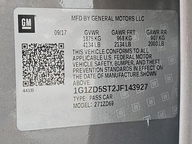 1G1ZD5ST2JF143927 - 2018 CHEVROLET MALIBU LT Grau Foto 12