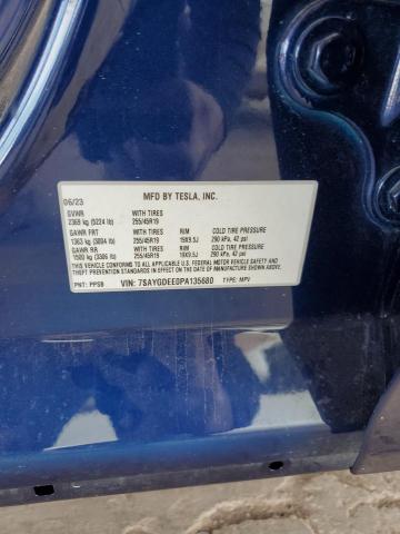 7SAYGDEE0PA135680 - 2023 TESLA MODEL Y Կապույտ լուսանկար 13