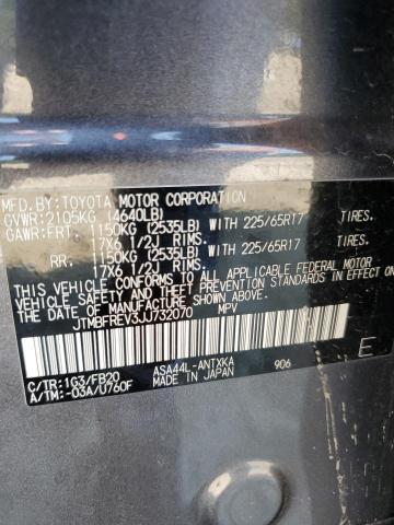 JTMBFREV3JJ732070 - 2018 TOYOTA RAV4 LE Grau Foto 13