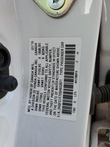 2HGFC1F72GH652671 - 2016 HONDA CIVIC EXL Ağ foto 12