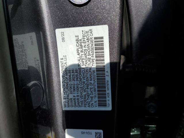 19UUB6F57NA002798 - 2022 ACURA TLX TECH A ნაცრისფერი ფოტო 12