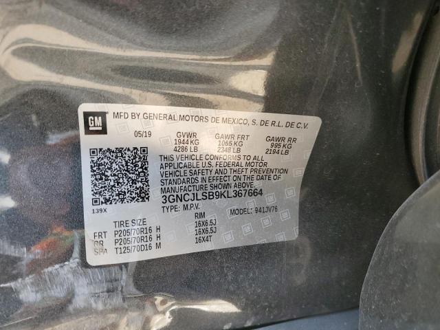 3GNCJLSB9KL367664 - 2019 CHEVROLET TRAX 1LT CHARCOAL photo 13