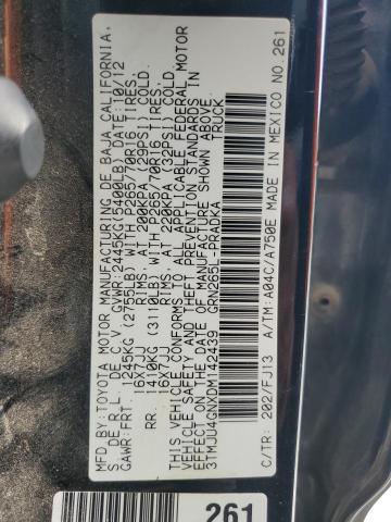 3TMJU4GNXDM142439 - 2013 TOYOTA TACOMA DOUBLE CAB PRERUNNER BLACK photo 12