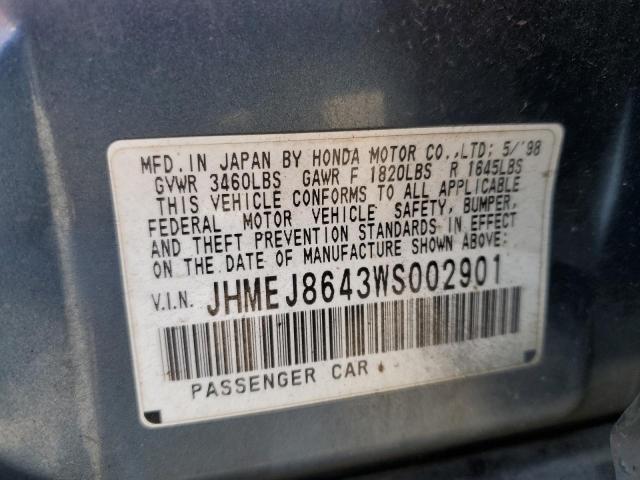 JHMEJ8643WS002901 - 1998 HONDA CIVIC EX BLUE photo 12