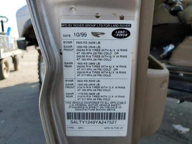 SALTY1249YA247527 - 2000 LAND ROVER DISCOVERY BEIGE photo 10