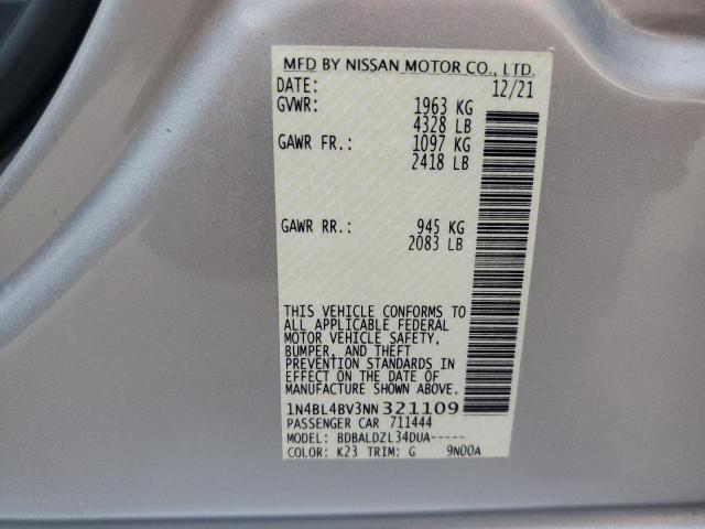 1N4BL4BV3NN321109 - 2022 NISSAN ALTIMA S SILVER photo 13