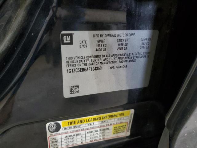 1G1ZC5EB6AF104358 - 2010 CHEVROLET MALIBU 1LT შავი ფოტო 12