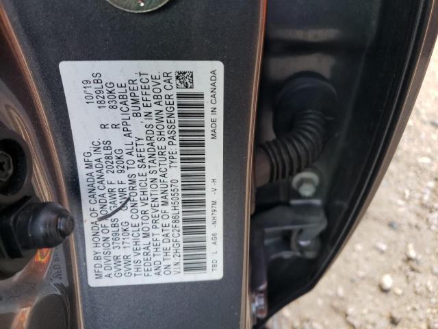 2HGFC2F86LH505570 - 2020 HONDA CIVIC SPORT 灰色 照片 12