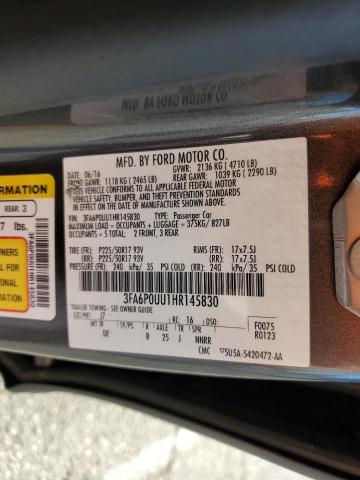 3FA6P0UU1HR145830 - 2017 FORD FUSION S HYBRID GRAY photo 13