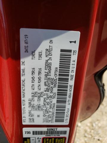 5TFRX5GN8KX159666 - 2019 TOYOTA TACOMA ACCESS CAB წითელი ფოტო 12