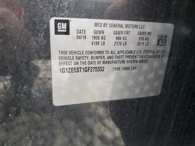 1G1ZE5ST1GF275552 - 2016 CHEVROLET MALIBU LT GRAY photo 12