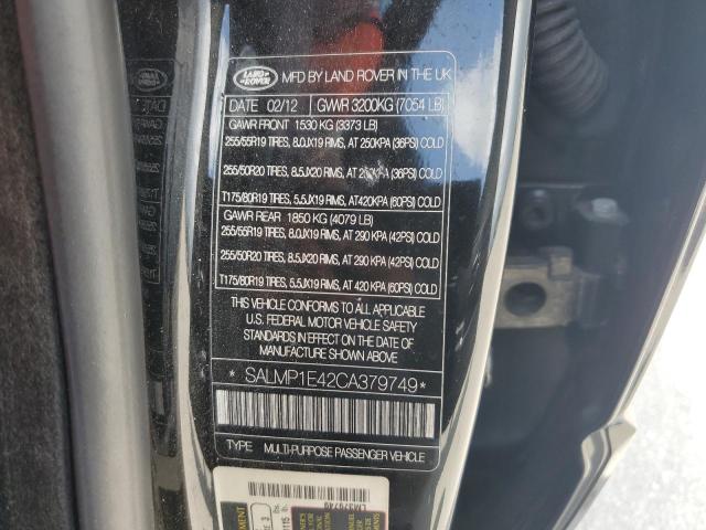 SALMP1E42CA379749 - 2012 LAND ROVER RANGE ROVE AUTOBIOGRAPHY BLACK photo 12