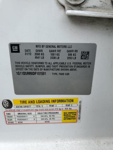 1G11D5RR8DF101581 - 2013 CHEVROLET MALIBU 1LT 白色 照片 12