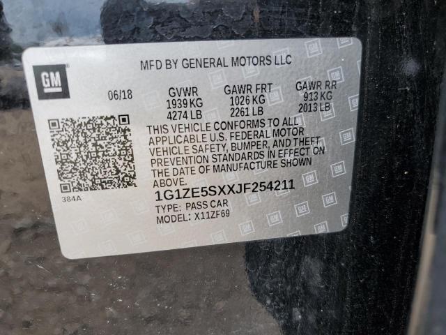 1G1ZE5SXXJF254211 - 2018 CHEVROLET MALIBU PREMIER BLACK photo 13