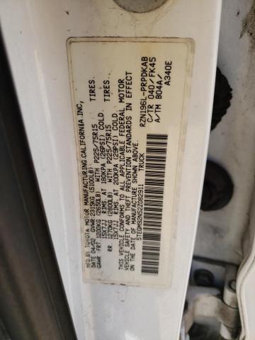 5TEGM92N52Z082911 - 2002 TOYOTA TACOMA DOUBLE CAB PRERUNNER WHITE photo 12