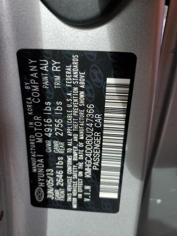 KMHGC4DD8DU247366 - 2013 HYUNDAI GENESIS 3.8L SILVER photo 12