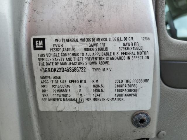 3GNDA23D46S586722 - 2006 CHEVROLET HHR LT SILVER photo 12