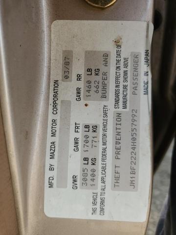 JM1BF2224H0557992 - 1987 MAZDA 323 Թուխ լուսանկար 12