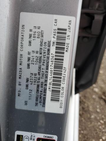 JM1BL1L46D1748367 - 2013 MAZDA SPEED 3 SILVER photo 12