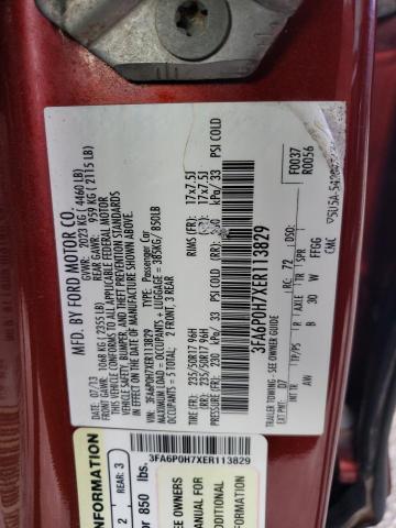 3FA6P0H7XER113829 - 2014 FORD FUSION SE RED photo 13